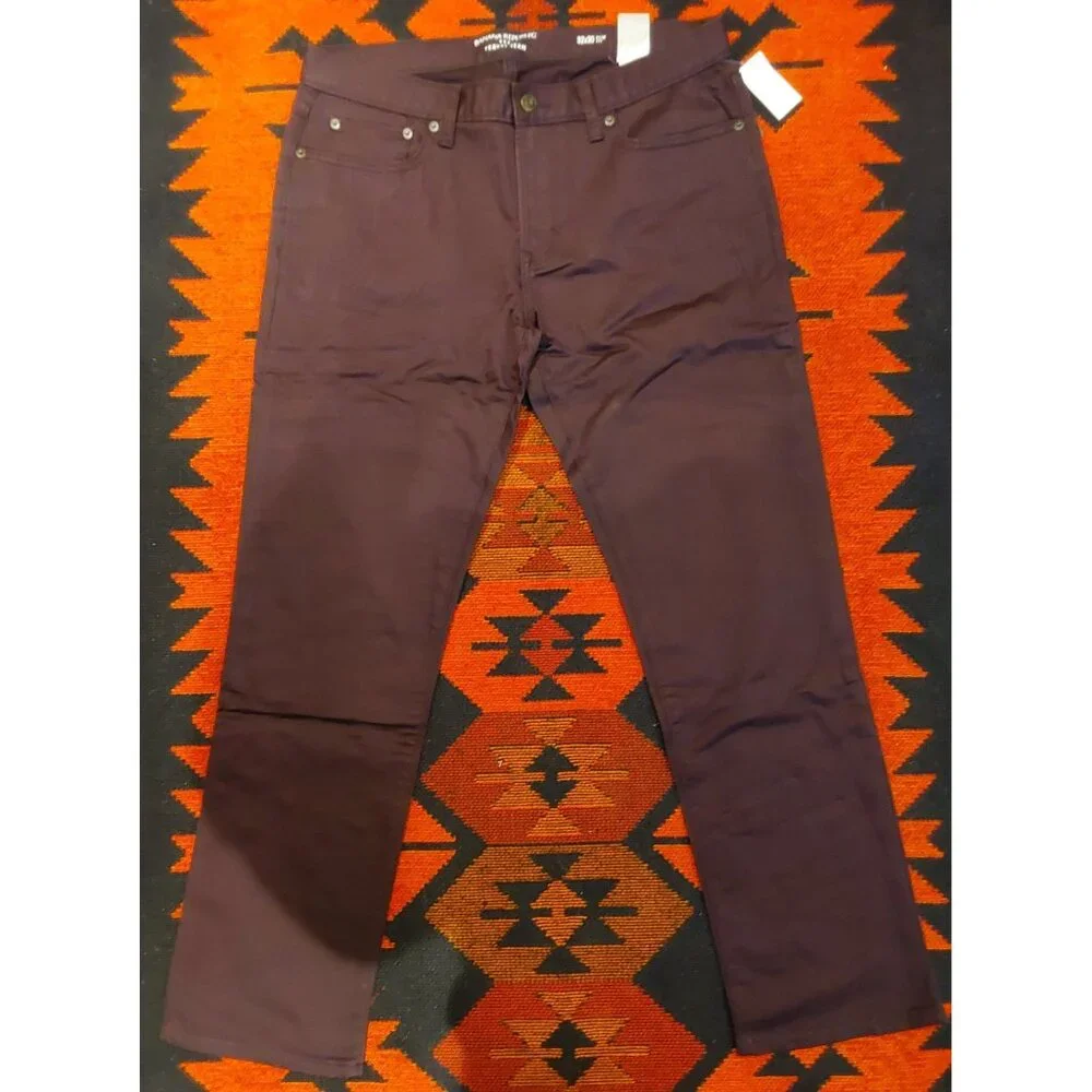 NEW Banana Republic Men's Slim, Stretch Eggplant Purple Travel Jean. 32W x 30L - Picture 1 of 9